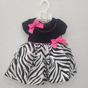 Baby Girl Party Dress & Bloomers Set, Black & White Zebra Print, 9M, 2pc, NWT